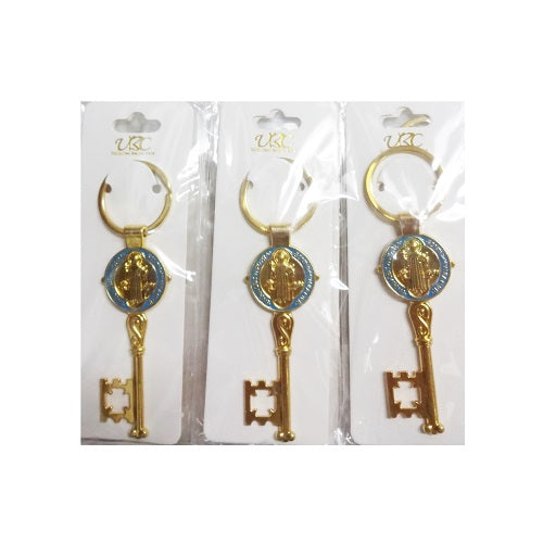 keychain gold key shape religious 3in -- 12 per box