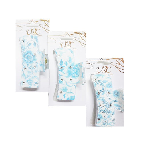 hair clip blue flower -- 12 per box