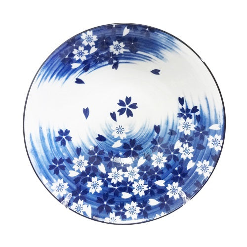 bowl ceramic 9in blue flower -- 24 per case