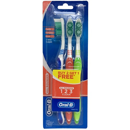 oral-b toothbrush 3pk medium -- 12 per box
