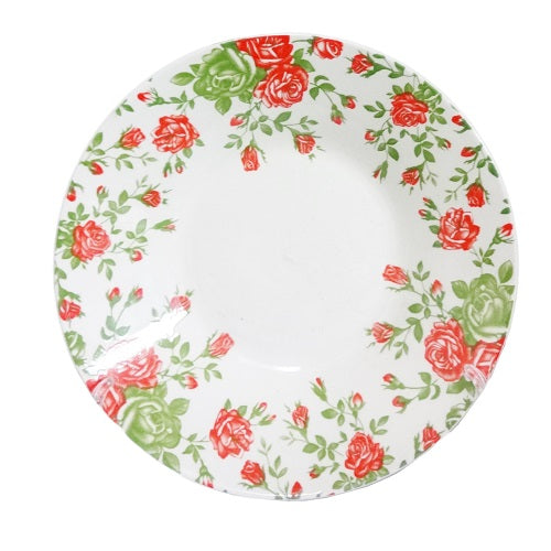 soup plate ceramic 8in red roses -- 24 per case