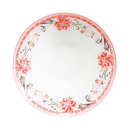 bowl ceramic 9in red flowers -- 24 per case
