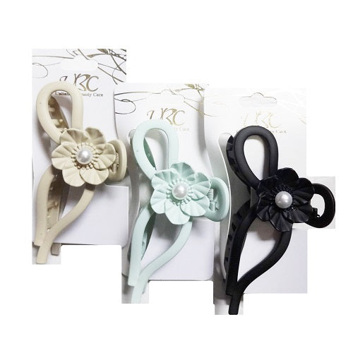 hair clip flower pearl asst clrs -- 12 per box