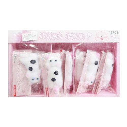 toy squishy white cat -- 12 per box