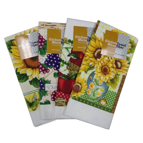 kitchen towels 15 x 25in asst microfiber -- 12 per box