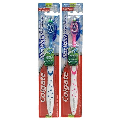 colgate toothbrush 1pk max white md asst -- 12 per box