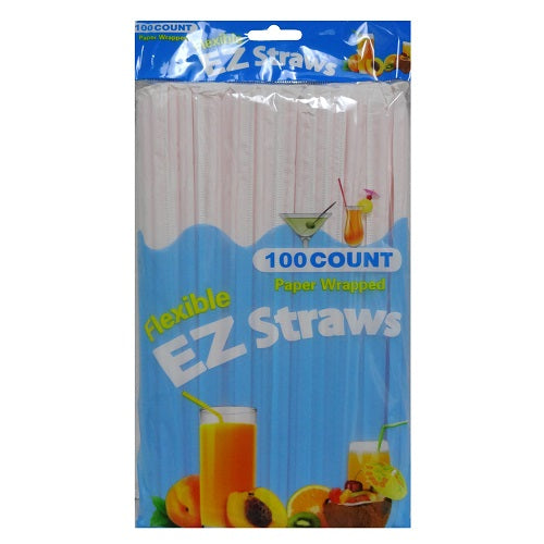 ez flexible straws 100ct paper wrapped -- 24 per box