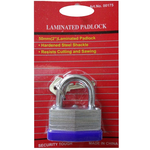 padlock 50mm w- keys laminated -- 12 per box