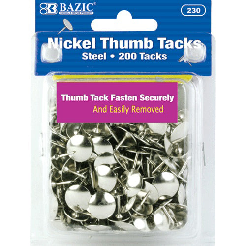 thumb tacks 200ct nickel -- 24 per box