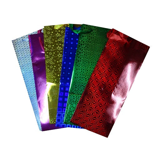 wine bottle gift bags hologram asst clrs -- 12 per box