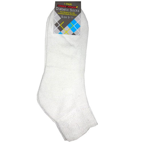 diabetic ankle socks 1pk 10-13 white -- 12 per box