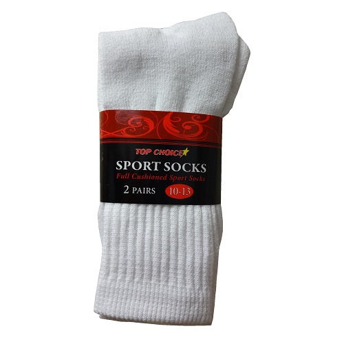 crew socks 2pk 10-13 white -- 12 per box