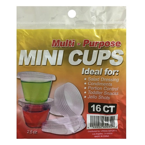 mini cups w- lid 16ct multi- purpose -- 24 per box
