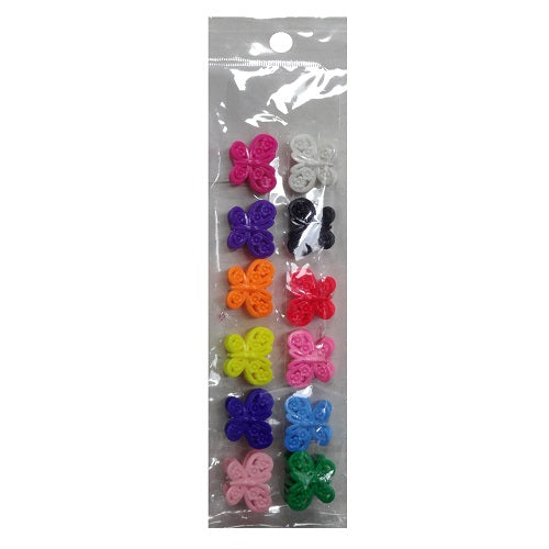 hair clips 12pk smll butterfly asst clrs -- 12 per box