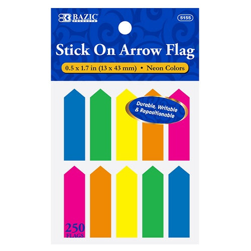 stick on arrow flags 10pk 250ct neon -- 24 per box