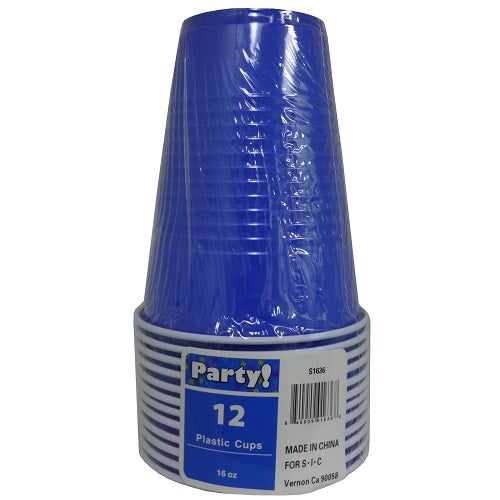 plastic cups 16oz 12ct royal blue -- 24 per case