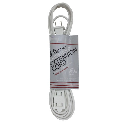 extension cord 9ft white ul -- 25 per box