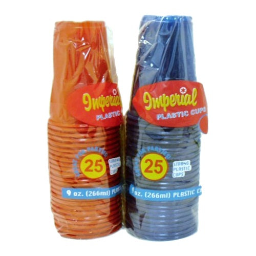 plastic cups 25pk 9oz asst clrs -- 48 per case