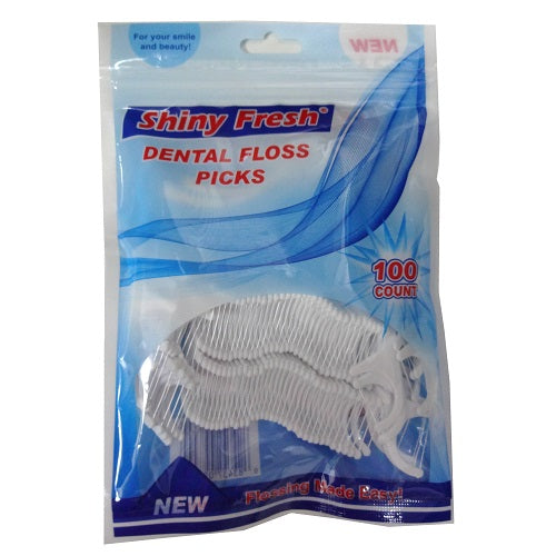 shiny fresh dental floss picks 100ct bag -- 24 per box