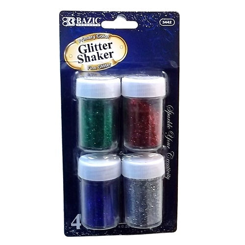 glitter shakers 4pk 8g asst clrs -- 24 per box