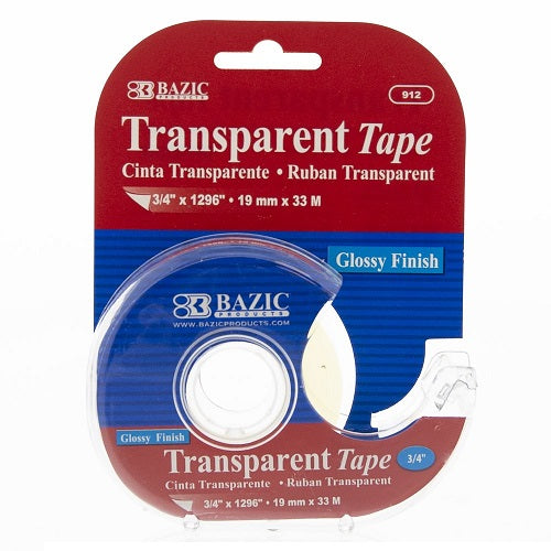 transparent tape w- dispenser in -- 24 per box