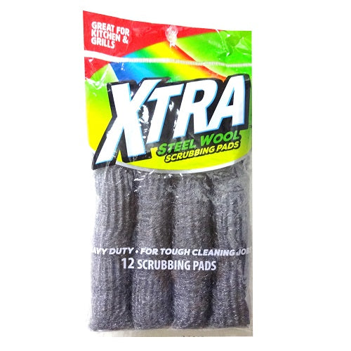 xtra scrubbing pads 12pk steel wool -- 12 per box