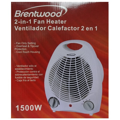 brentwood fan heater 2 in 1 white -- 6 per case