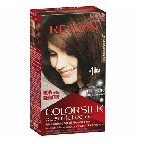 revlon color silk 47 med rich brown -- 12 per case
