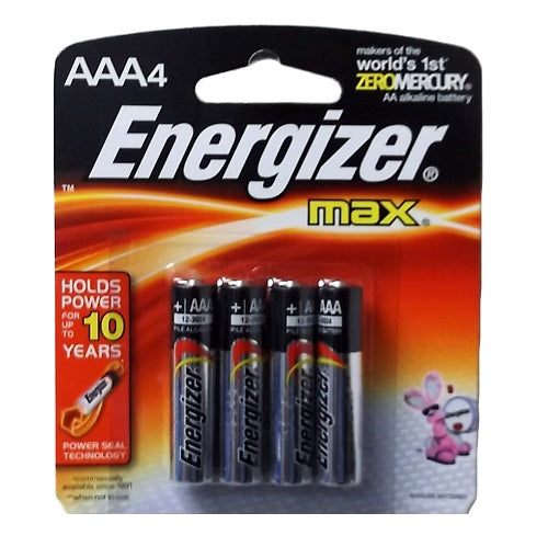 energizer max batteries aaa 4pk -- 24 per box