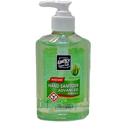 lucky hand sanitizer 8oz aloe vera -- 12 per case