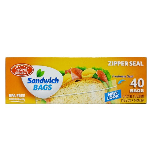 h.s sandwich bags 40ct zipper seal -- 24 per case
