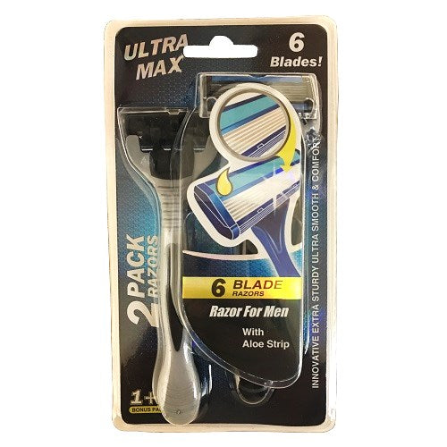 ultra max mens razors 2pk 6 blades -- 48 per box
