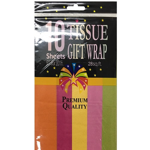 tissue paper 10ct rainbow bright 20x20in -- 12 per box