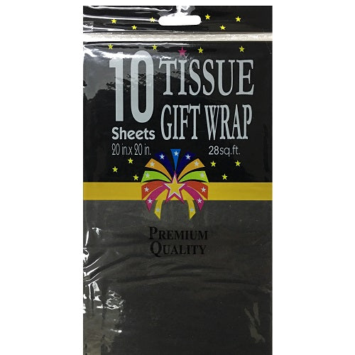 tissue paper 10ct black 20 x 26in -- 12 per box