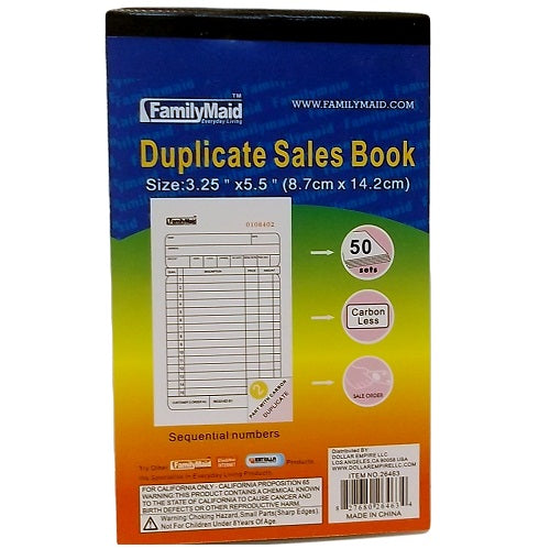 duplicate sales book 3.25 x 5.5in -- 12 per box