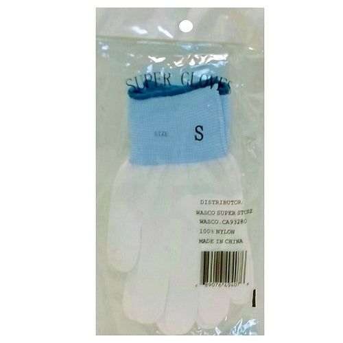 gloves white 100 nylon sml -- 12 per box
