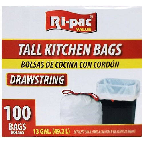 ri- pac tall kitchen bags 13gl 100ct -- 4 per case