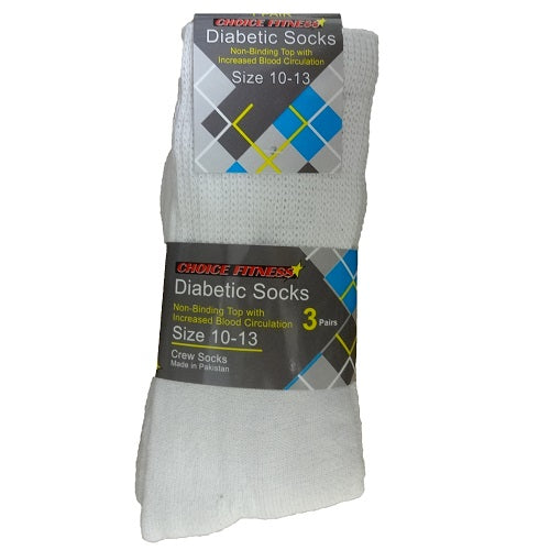 diabetic crew socks 10-13 white -- 12 per box
