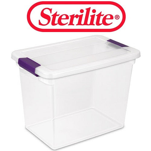 sterilite latch box 27qt clear view -- 6 per case