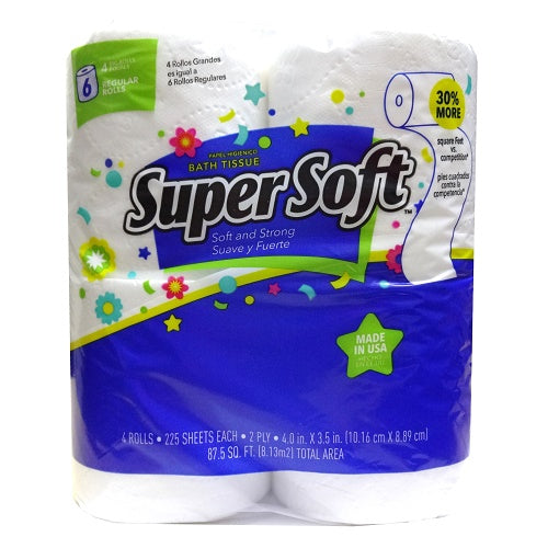 super soft bath tissue 225ct 2- ply 4k -- 24 per case