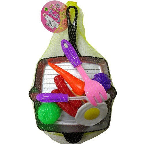 toy kitchen square pan w- accessories ast -- 24 per box