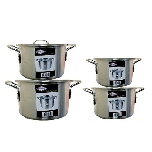 stock pots 8pc aluminum 2 thru 8 qrts -- 2 per case