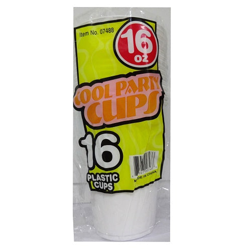 plastic cups 16oz 16ct white -- 48 per case