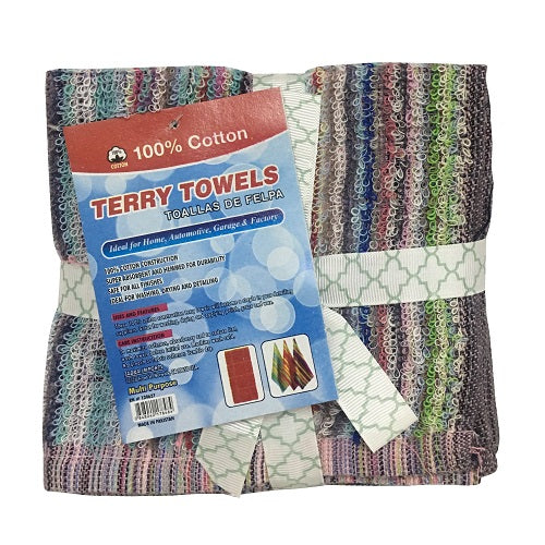 terry towels 4pk multicolor w- ribbon -- 12 per box