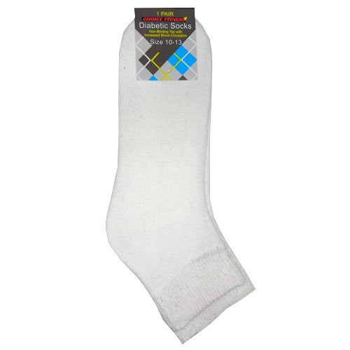 diabetic ankle socks 1pk 10-13 white -- 12 per box