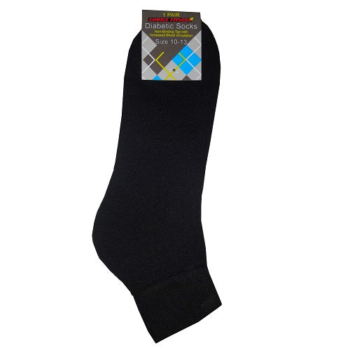 diabetic ankle socks 1pk 10-13 black -- 12 per box