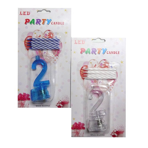 birthday candles 2 4pc led asst clrs -- 12 per box