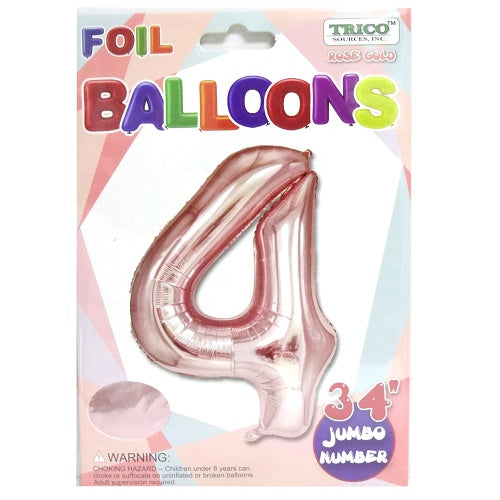 balloons foil 34in rose 4 -- 10 per case