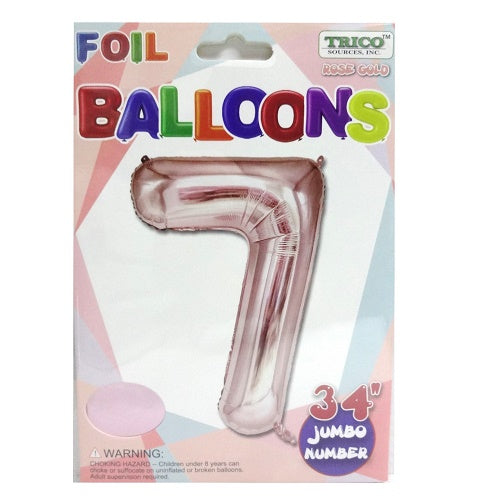 balloons foil 34in rose 7 -- 10 per case
