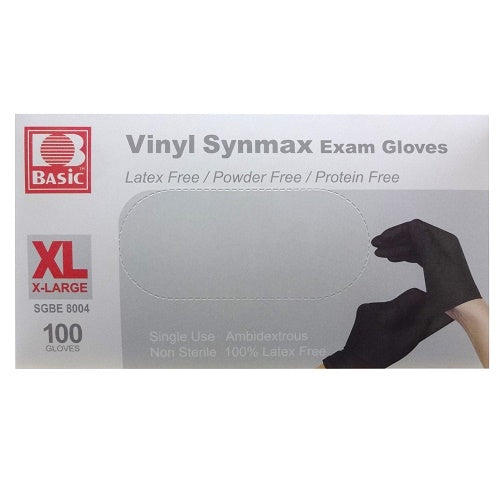gloves vinyl black xl 100ct powder free -- 10 per case